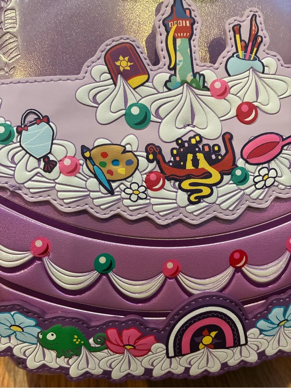 New Loungefly Tangled Cake Box Lunch Exclusive Embellished Mini Backpack